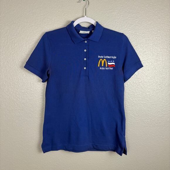 Size XS McDonald’s Blue Embroidered Short Sleeve Cotton Polo McOpCo Rock Stars - Picture 1 of 9